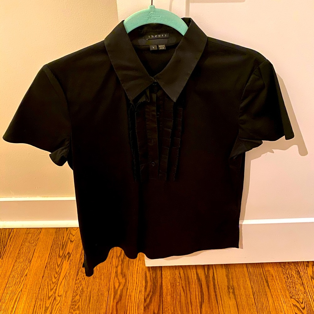 Theory Ruffle Button Down Tshirt - image 1